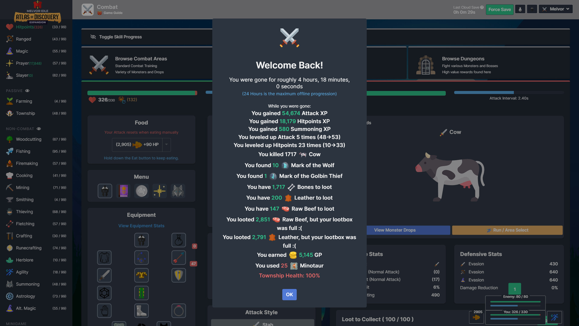 Скриншот: Melvor Idle