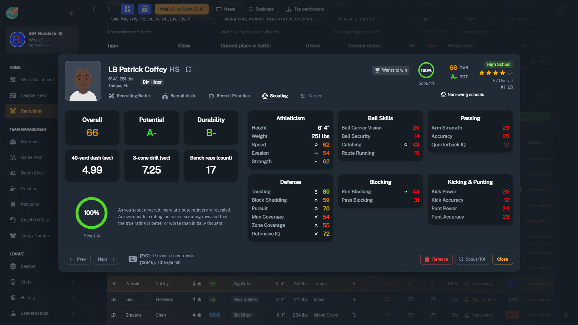 Скриншот: Football Coach: College Dynasty