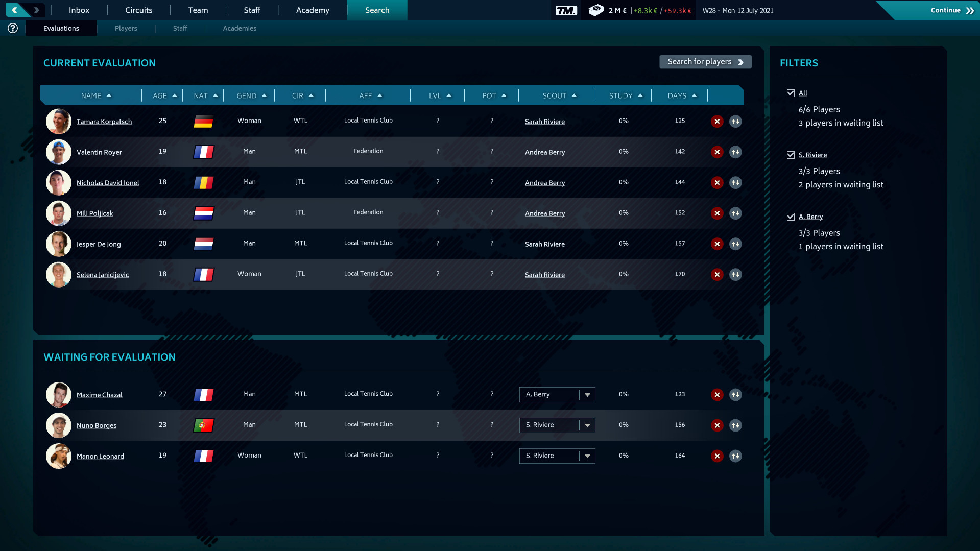 Скриншот: Tennis Manager 2021