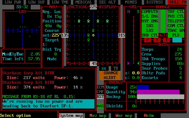 Скриншот: STAR FLEET II - Krellan Commander Version 2.0