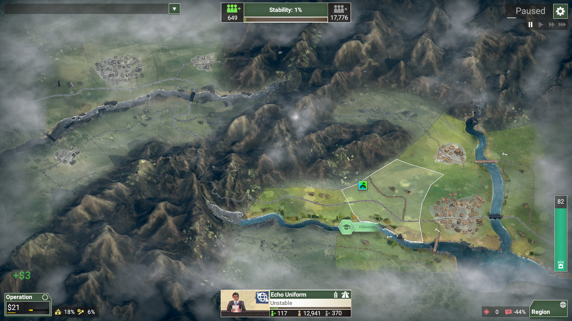 Скриншот: Rebel Inc: Escalation