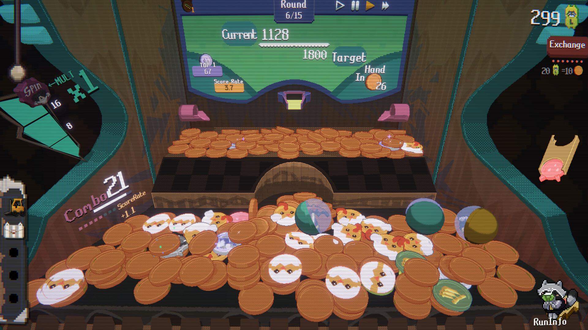 Скриншот: RACCOIN: Coin Pusher Roguelike