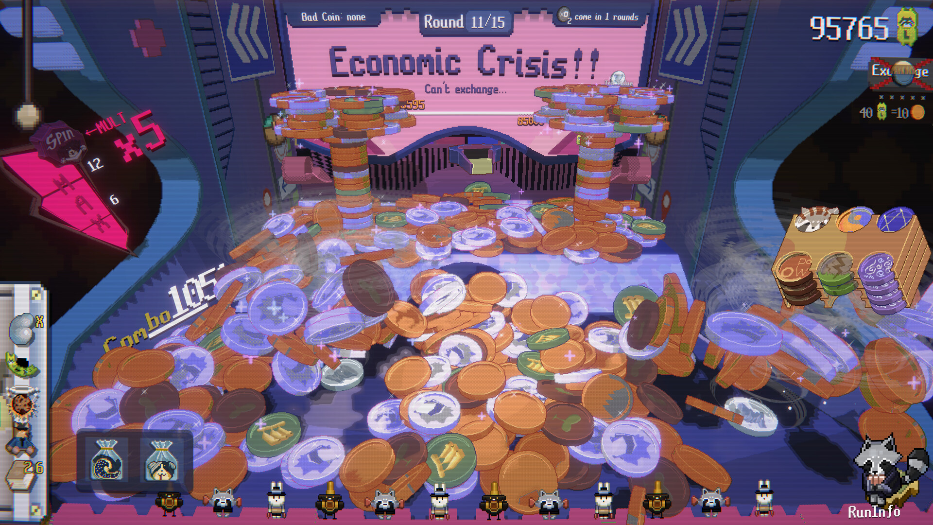 Скриншот: RACCOIN: Coin Pusher Roguelike